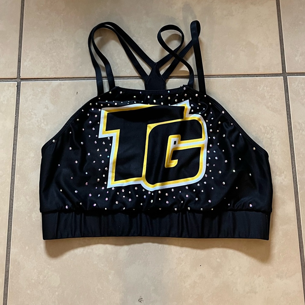 Top Gun black and yellow sports bra